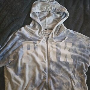 VS PINK Blue Tie-Dye Zip Up Hoodie